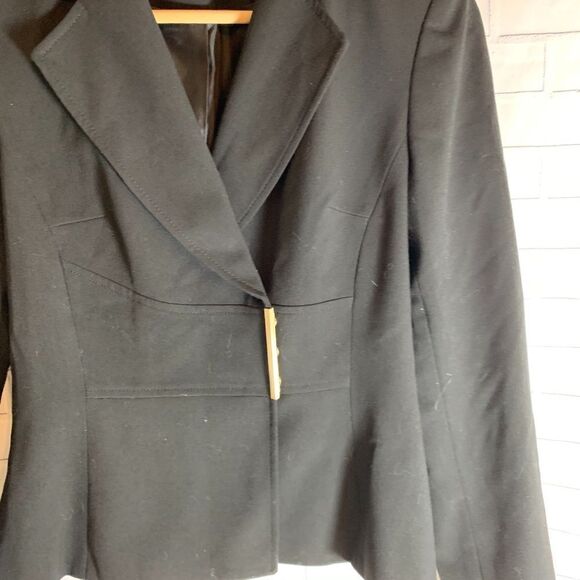 Calvin Klein Black Bar Snap Closure Blazer Sz 2 - Picture 5 of 6